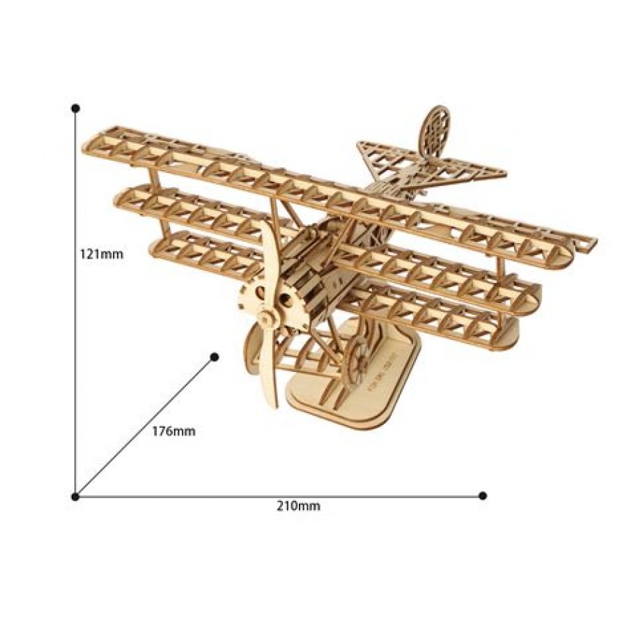 3D PUZZLE Ξύλινο Αεροπλάνο Διπλάνο ROBOTIME TG-301 3D Puzzle