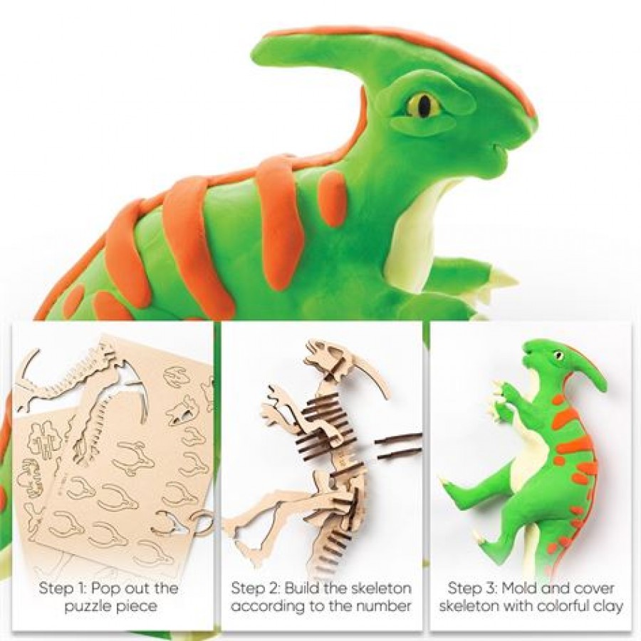 3D PUZZLE Κατασκευή με Ξύλο και Πηλό Δεινόσαυρος Parasaurolophus ROBOTIME FY-06 3D Puzzle