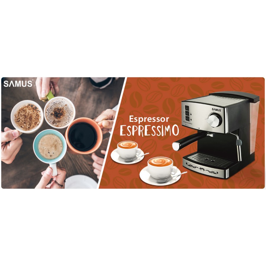 ΚΑΦΕΤΙΕΡΑ Espresso 15bar,850W SAMUS ESPRESSIMO SILVER 80201 Μηχανές Espresso