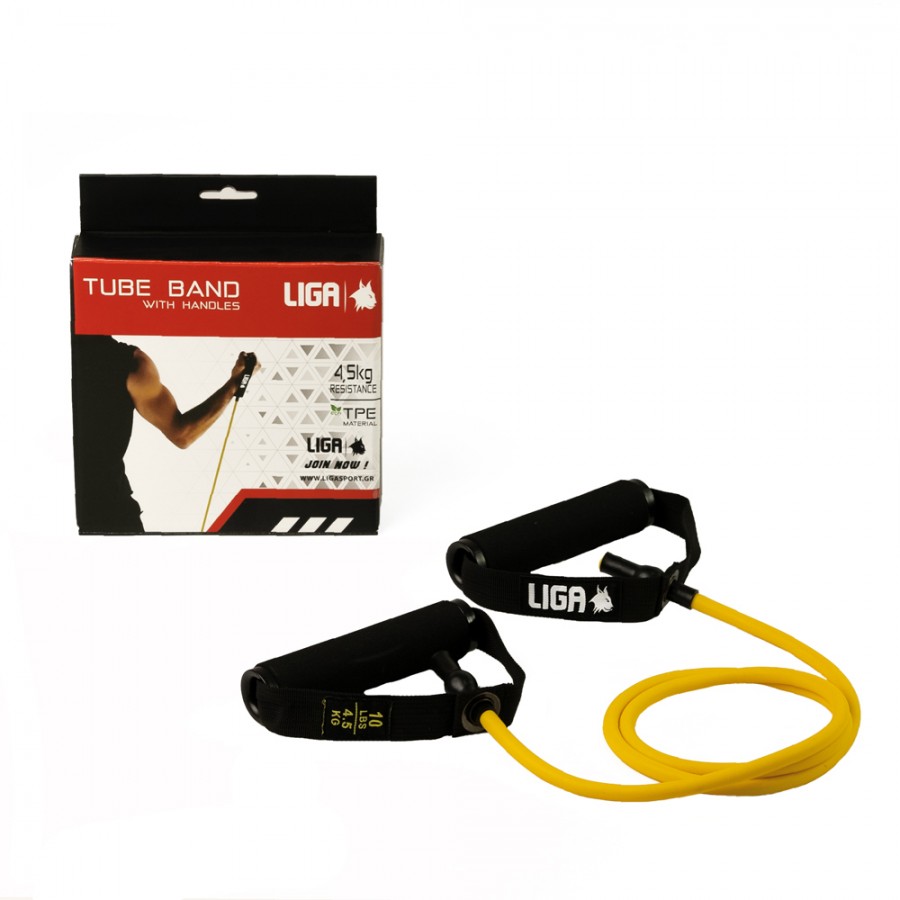 Tube band with handles - (Resistance level – 4,5kg) YELLOW LIGASPORT*
