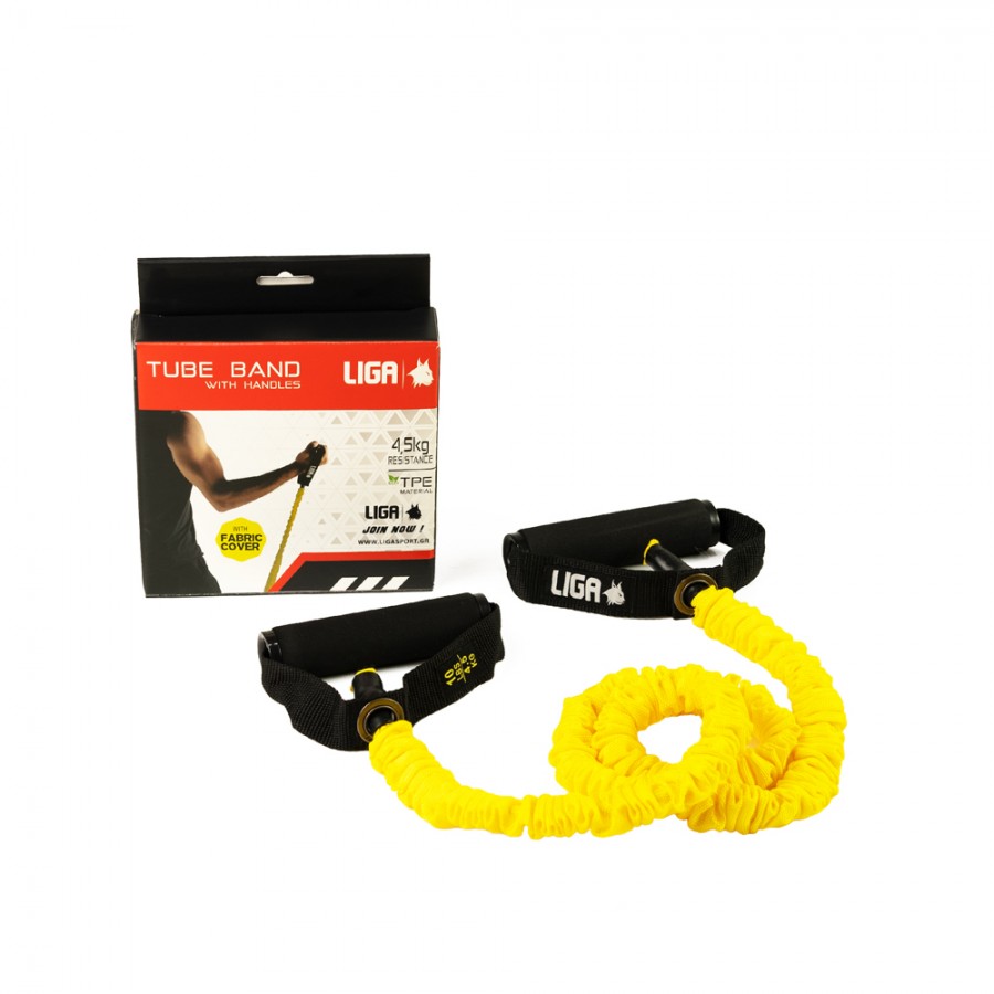 Tube band with handles and fabric cover - (Resistance level – 4,5 kg) YELLOW LIGASPORT*