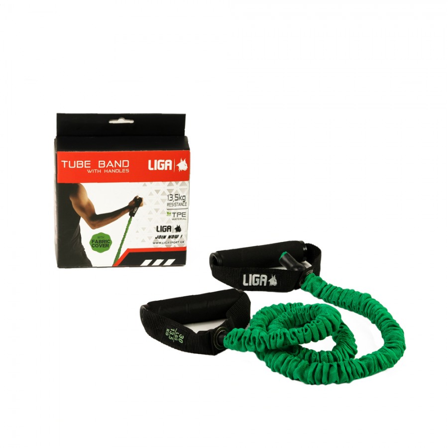 Tube band with handles and fabric cover - (Resistance level – 13,6 kg) GREEN LIGASPORT