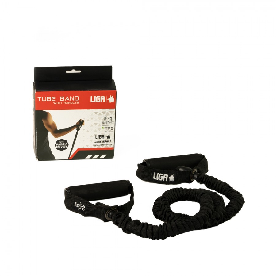 Tube band with handles and fabric cover - (Resistance level – 18,1 kg) BLACK LIGASPORT*