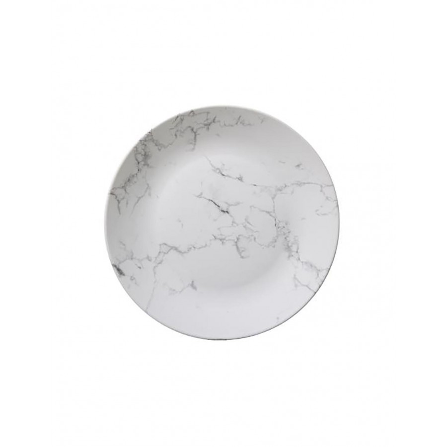 Πιάτο κεραμ.geom.marble λευκό Φ27