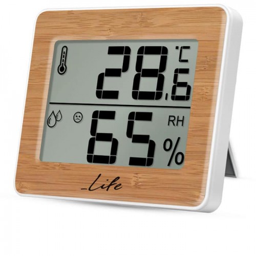 Ψηφιακό θερμόμετρο / υγρόμετρο εσωτερικού χώρου, με bamboo πρόσοψη LIFE Gem Bamboo Edition 221-0059