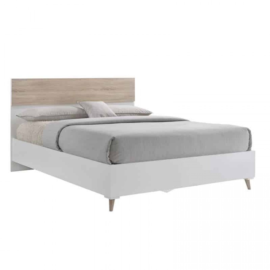 ALIDA Κρεβάτι Διπλό για Στρώμα 150x200cm, Απόχρωση Sonoma - Άσπρο 157x203x100cm Woodwell Ε7348,2 Κρεβάτια