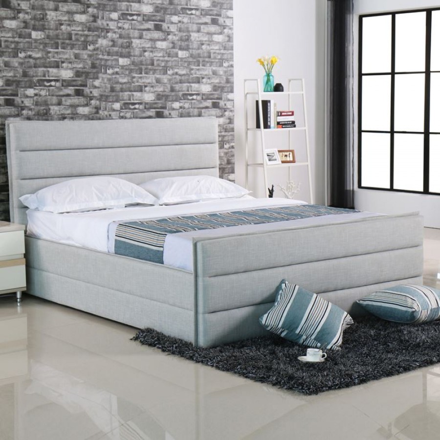 APOLLO Κρεβάτι Διπλό, για Στρώμα 160x200cm, Ύφασμα Απόχρωση Sand Grey 172x218x116cm Woodwell Ε8076 Κρεβάτια
