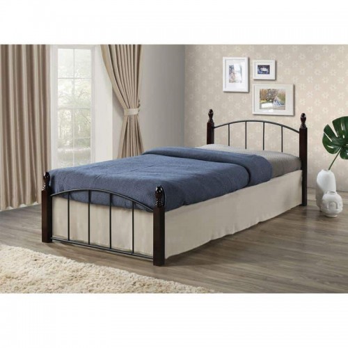 ARAGON Κρεβάτι Μονό, για Στρώμα 90x190cm, Μέταλλο Βαφή Μαύρο - Ξύλο Καρυδί 95x200x76cm Woodwell Ε8096