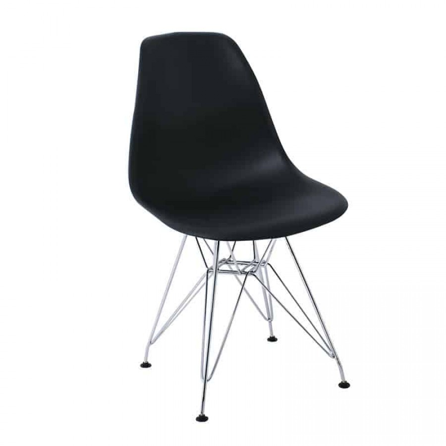 ART Καρέκλα Tραπεζαρίας Κουζίνας Μέταλλο Χρώμιο - PP Μαύρο 46x55x82cm Woodwell ΕΜ124,22P Καρέκλες