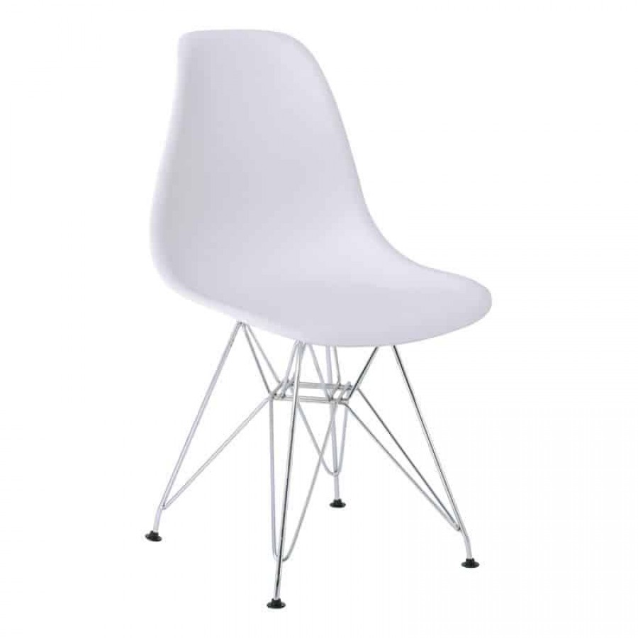 ART Καρέκλα Τραπεζαρίας Κουζίνας Μέταλλο Χρώμιο - PP Άσπρο 46x55x82cm Woodwell ΕΜ124,11P Καρέκλες