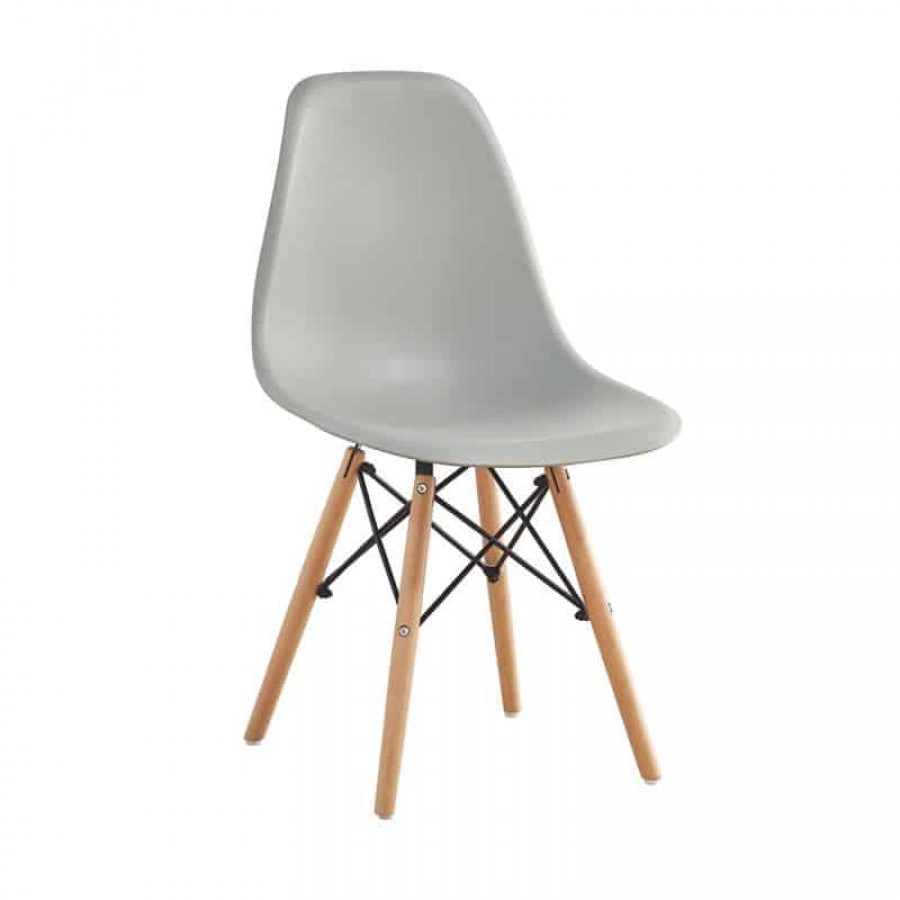 ART Wood Καρέκλα Τραπεζαρίας Κουζίνας Ξύλο - PP Γκρι 46x52x82cm Woodwell ΕΜ123,01W Καρέκλες
