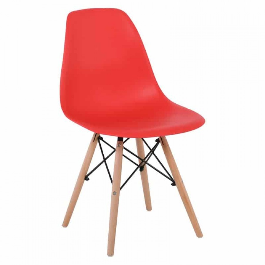 ART Wood Καρέκλα Τραπεζαρίας Κουζίνας Ξύλο - PP Κόκκινο 46x52x82cm Woodwell ΕΜ123,6W Καρέκλες