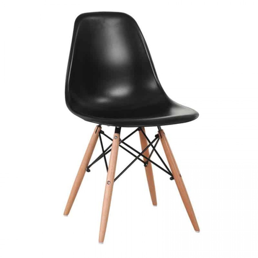 ART Wood Kαρέκλα Τραπεζαρίας Κουζίνας Ξύλο - PP Μαύρο 46x52x82cm Woodwell ΕΜ123,2W Καρέκλες