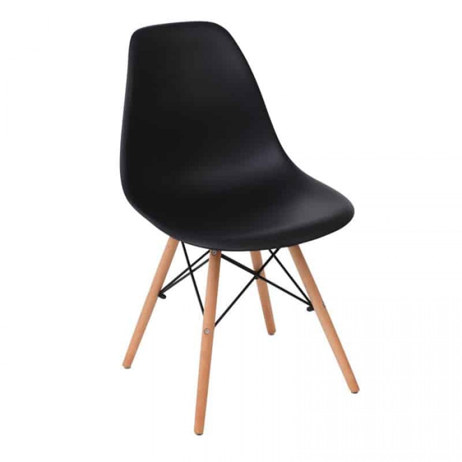  ART Wood Kαρέκλα Τραπεζαρίας Κουζίνας Ξύλο - PP Μαύρο 46x53x81cm Woodwell ΕΜ123,2P Καρέκλες