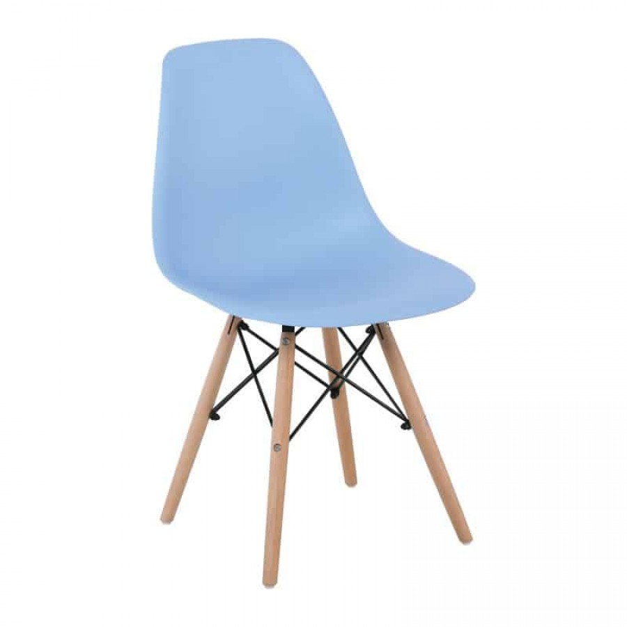 ART Wood Kαρέκλα Τραπεζαρίας Κουζίνας Ξύλο - PP Σιέλ 46x52x82cm Woodwell ΕΜ123,5W Καρέκλες