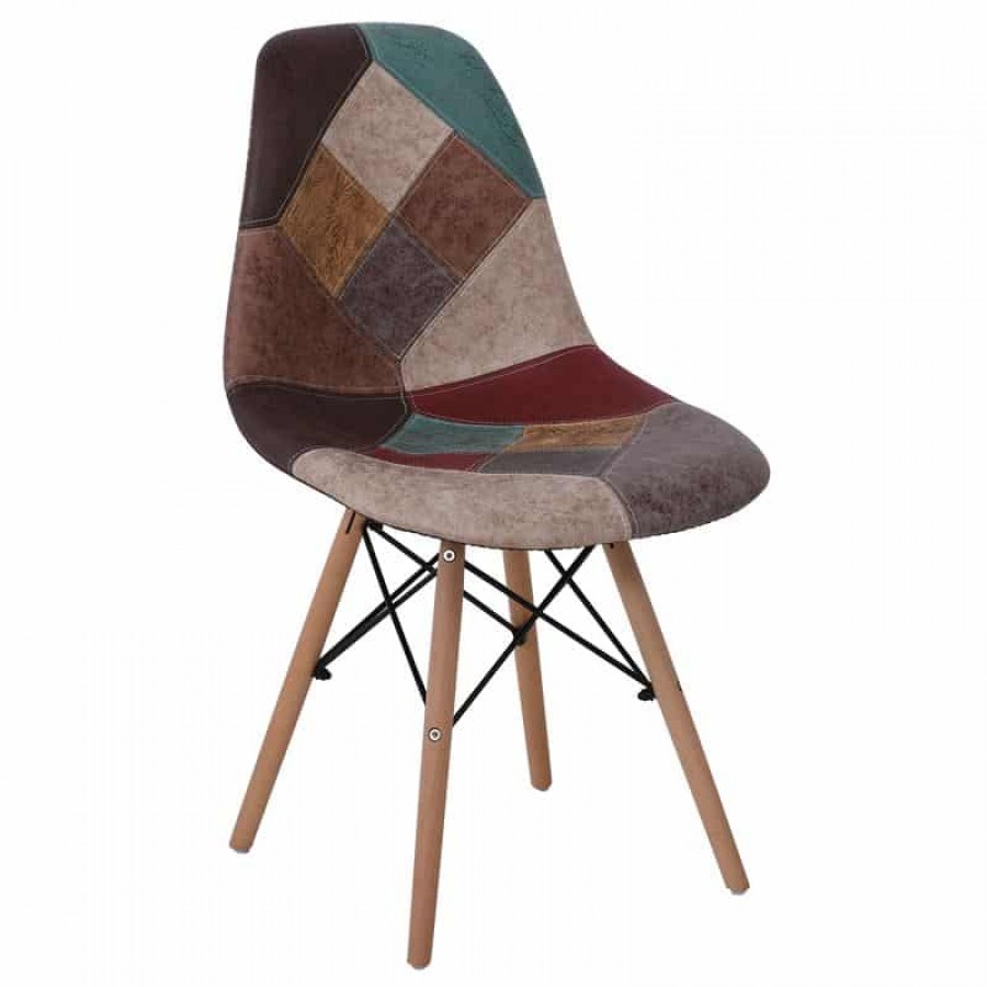  ART Wood Καρέκλα Ξύλο - PP Ύφασμα Patchwork Καφέ 47x52x84cm Woodwell ΕΜ123,82 Καρέκλες