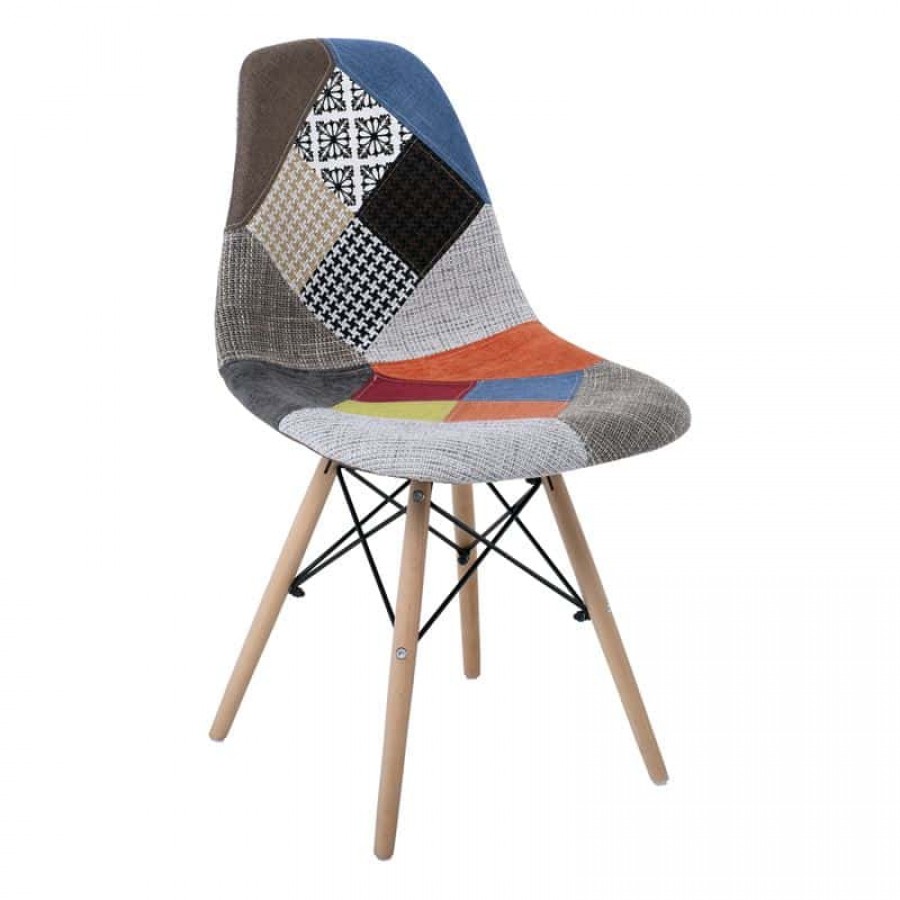 ART Wood Kαρέκλα Ξύλο - PP Ύφασμα Patchwork 47x52x84cm Woodwell ΕΜ123,8 Καρέκλες