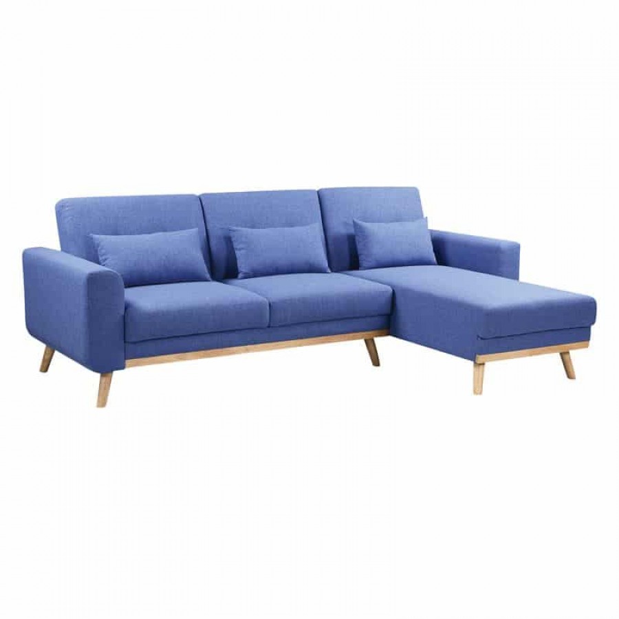 BACKER Καναπές - Κρεβάτι Σαλονιού - Καθιστικού Γωνία Αναστρέψιμη Ύφασμα Μπλε 253x152x70 H.86 Bed:216x179x45 Woodwell Ε9911,1 Καναπέδες