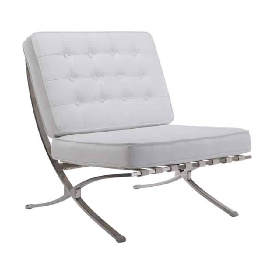 BARCELONA τ. Καρέκλα Σαλονιού Καθιστικού Inox - PU Άσπρο 75x83x84cm Woodwell Ε968,11 Καναπέδες