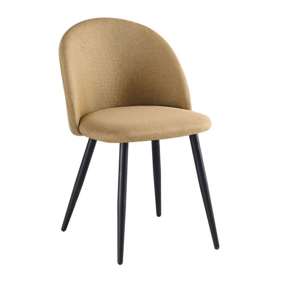 BELLA Καρέκλα Τραπεζαρίας, Μέταλλο Βαφή Μαύρο, Ύφασμα Απόχρωση Gold Brown 50x56x80cm Woodwell ΕΜ757,4 Καρέκλες