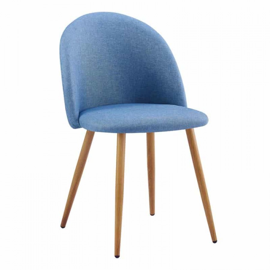BELLA Καρέκλα Tραπεζαρίας, Μέταλλο Βαφή Φυσικό, Ύφασμα Απόχρωση Light Blue 50x56x80cm Woodwell ΕΜ762,3 Καρέκλες
