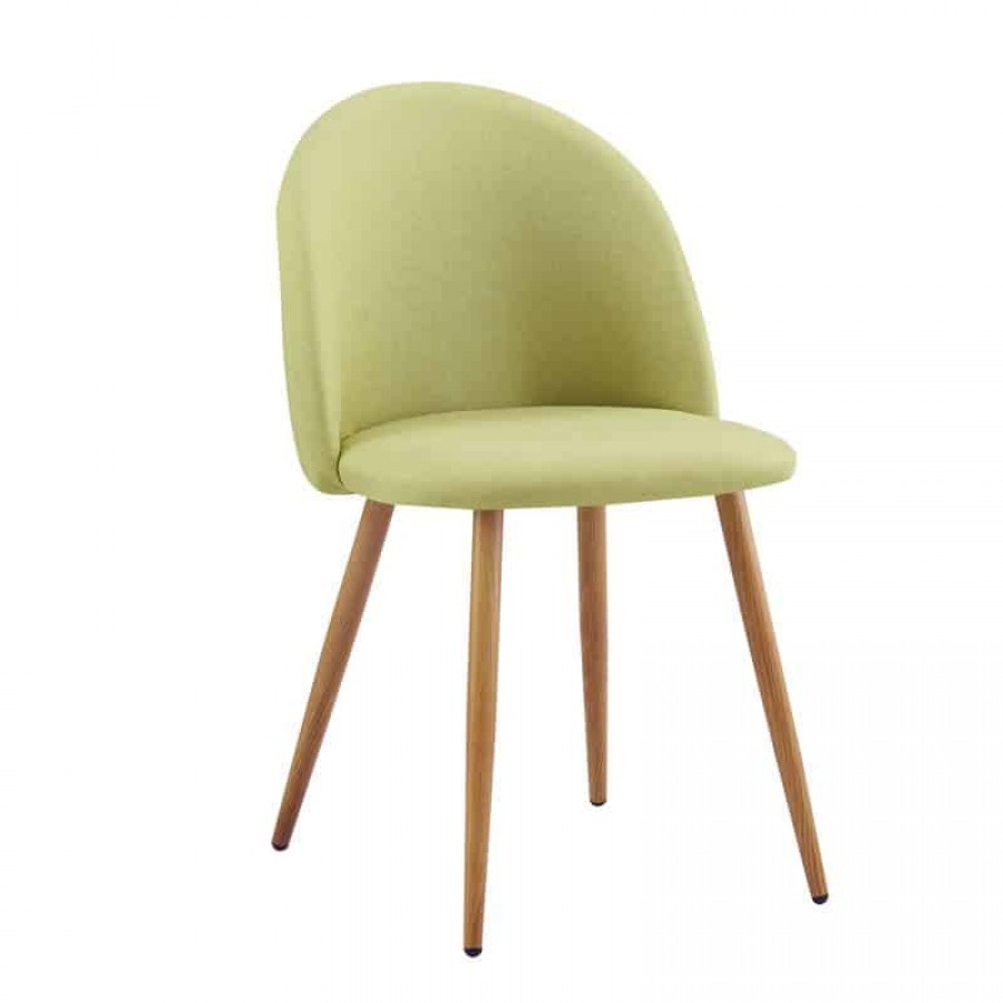 BELLA Καρέκλα Τραπεζαρίας, Μέταλλο Βαφή Φυσικό, Ύφασμα Απόχρωση Lime 50x56x80cm Woodwell ΕΜ762,2 Καρέκλες