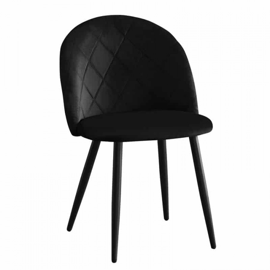  BELLA Καρέκλα Tραπεζαρίας, Μέταλλο Βαφή Μαύρο, Ύφασμα Velure Απόχρωση Μαύρο 50x56x80cm Woodwell ΕΜ759,4 Καρέκλες