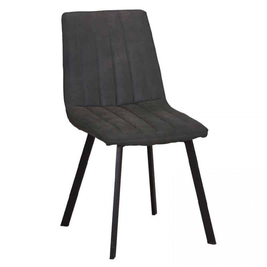 BETTY Καρέκλα Μέταλλο Βαφή Μαύρο, Ύφασμα Suede Ανθρακί 45x60x87cm Woodwell ΕΜ791,1 Καρέκλες