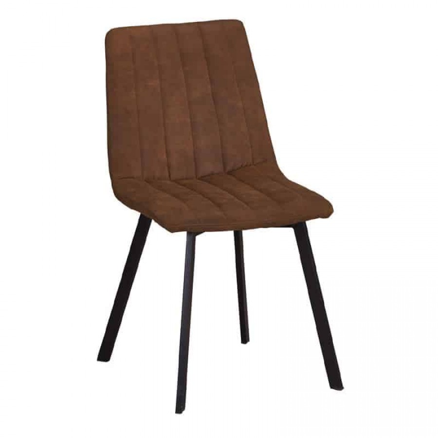  BETTY Καρέκλα Μέταλλο Βαφή Μαύρο, Ύφασμα Suede Καφέ 45x60x87cm Woodwell ΕΜ791,2 Καρέκλες