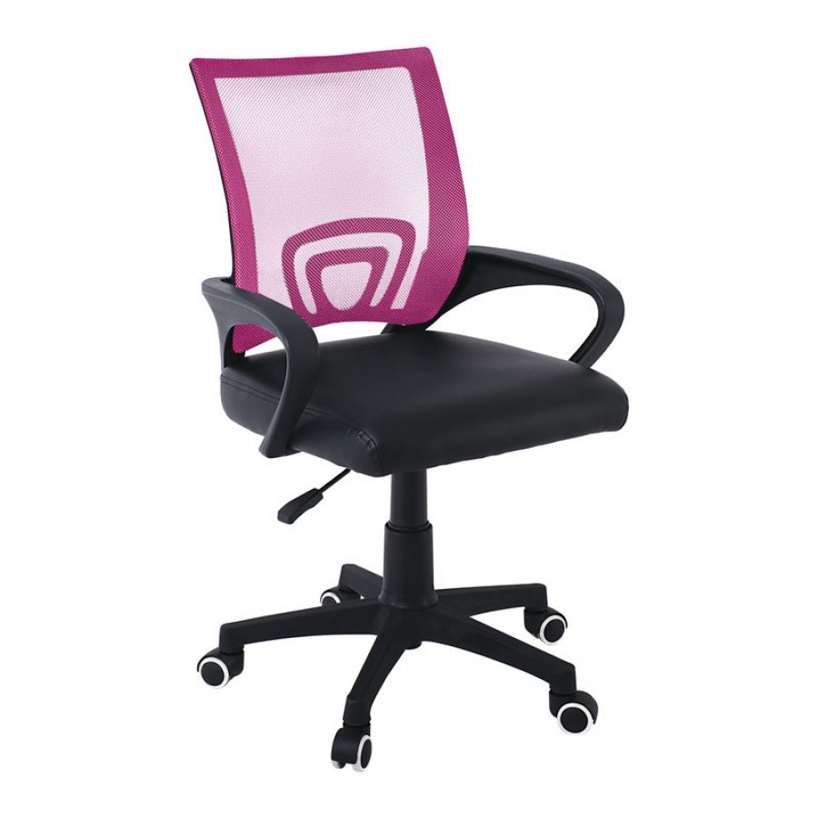 BF2101-P Πολυθρόνα Γραφείου χωρίς Ανάκλιση - Mesh Ροζ - Μαύρο Pu ( Συσκ. 1 ) 57x53x90/100cm Woodwell ΕΟ254,7PC Καρέκλες Γραφείου