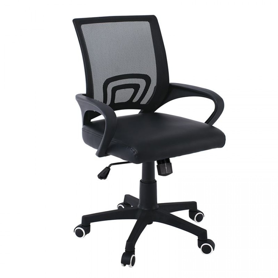 BF2101-P Πολυθρόνα Γραφείου με Ανάκλιση Μαύρο Mesh - Pu ( Συσκ. 1 ) 60x54x84/94cm Woodwell ΕΟ254,4P Καρέκλες Γραφείου