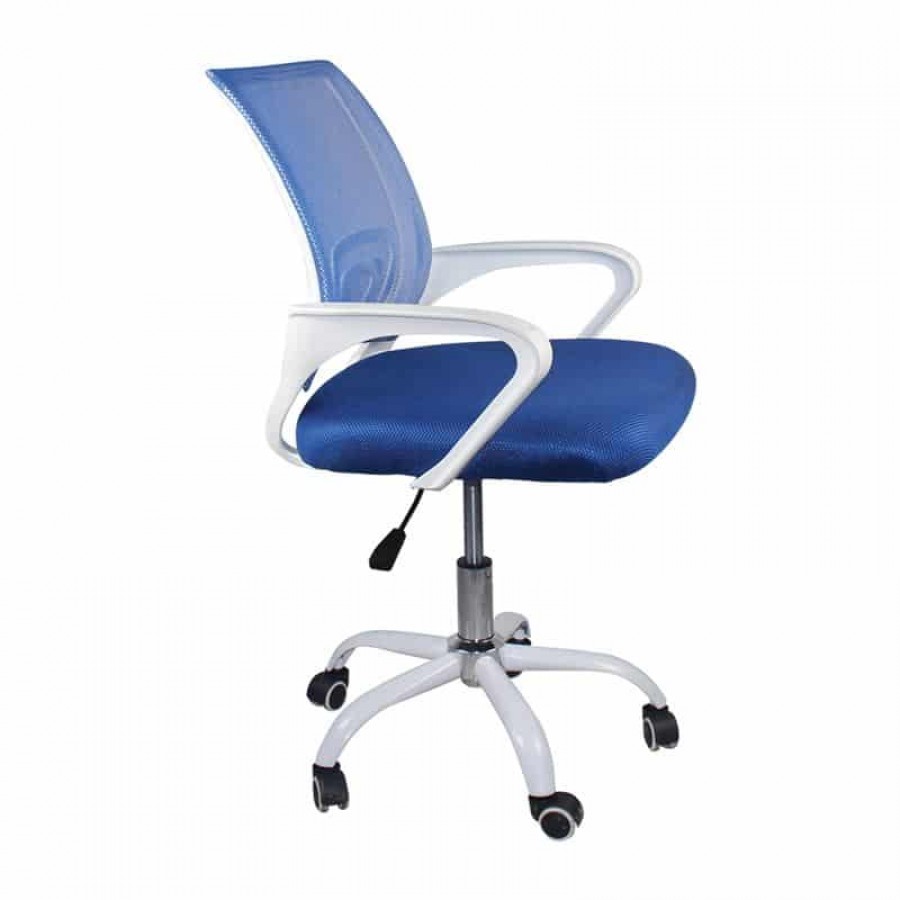 BF2101-SC Πολυθρόνα Γραφείου χωρίς Ανάκλιση Άσπρο - Mesh Μπλε 56x55x84/94cm Woodwell ΕΟ254,3SC Καρέκλες Γραφείου