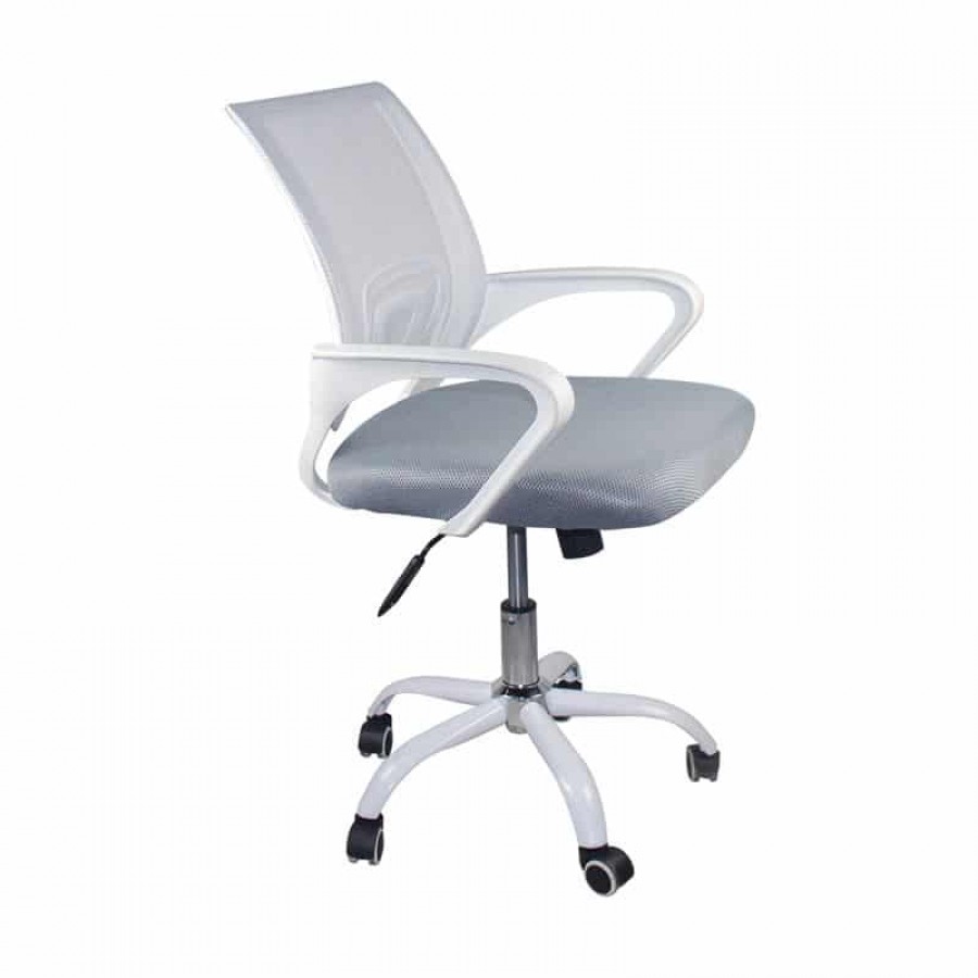 BF2101-SW Πολυθρόνα Γραφείου με Ανάκλιση Άσπρο - Mesh Γκρι 57x53x90/100cm Woodwell ΕΟ254,1SW Καρέκλες Γραφείου