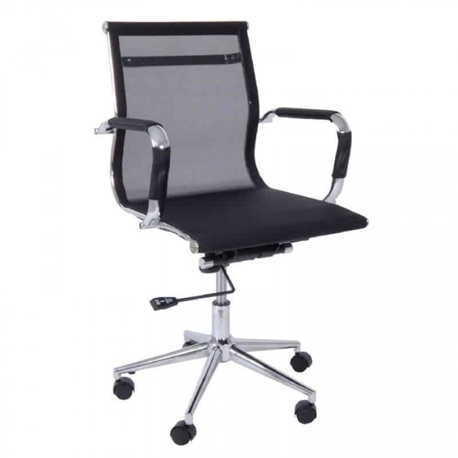 BF3201 Πολυθρόνα Γραφείου Χαμηλή Πλάτη - Mesh Μαύρο 55x60x91/101cm Woodwell ΕΟ227 Καρέκλες Γραφείου