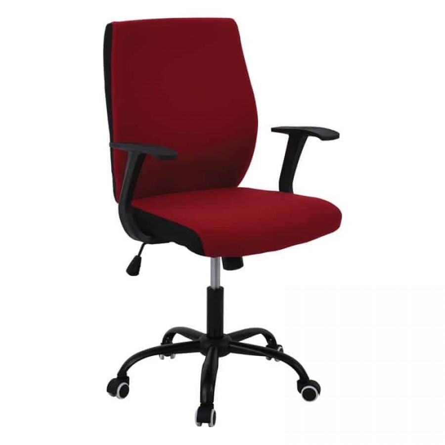 BF3900 Πολυθρόνα Γραφείου Βάση Μέταλλο Βαφή Μαύρο Ύφασμα Κόκκινο 61x57x94/104cm Woodwell ΕΟ524,3M Καρέκλες Γραφείου