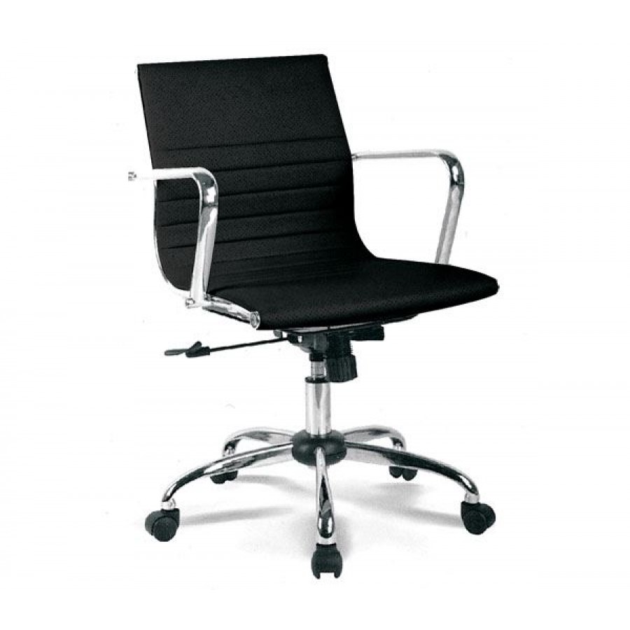 BF4501 Πολυθρόνα Γραφείου Μέταλλο Χρώμιο - PU Μαύρο 54x52x87/95cm Woodwell ΕΟ218,7 Καρέκλες Γραφείου