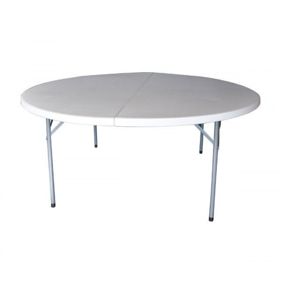 BLOW-R Τραπέζι Συνεδρίου - Catering Πτυσσόμενο, Μέταλλο Βαφή Γκρι, HDPE Άσπρο Φ181cm H.74cm Woodwell ΕΟ175,1 Τραπέζια