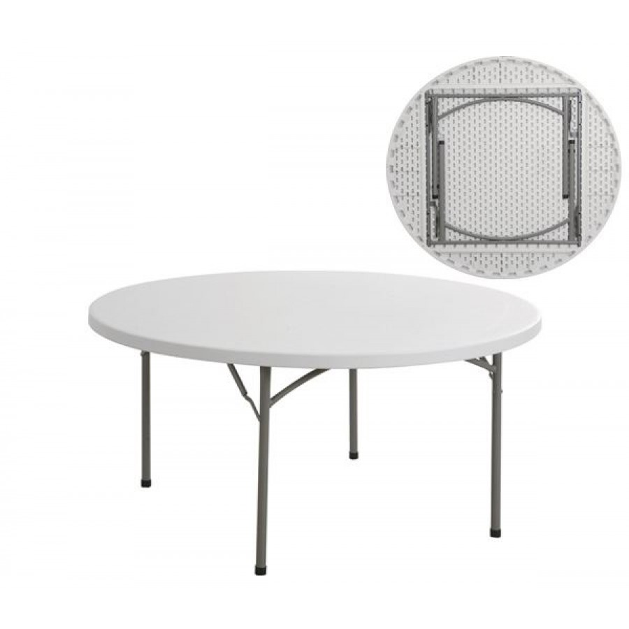BLOW τραπέζι Συνεδρίου - Catering Πτυσσόμενο, Μέταλλο Βαφή Γκρι, HDPE Άσπρο Φ152cm H.74cm Woodwell ΕΟ174 Τραπέζια