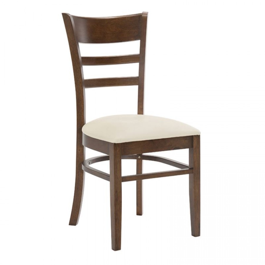 CABIN Καρέκλα Καρυδί - PVC Εκρού 43x50x92cm Woodwell Ε7055 Καρέκλες