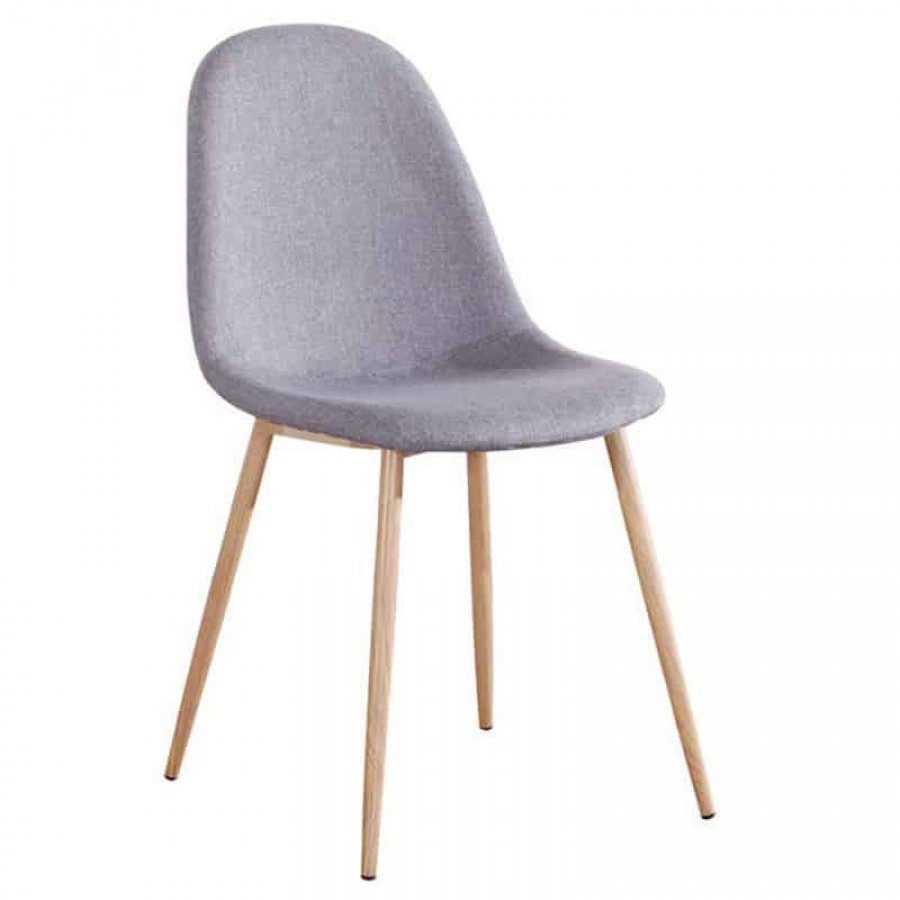 CELINA Καρέκλα Μέταλλο Βαφή Φυσικό, Ύφασμα Γκρι 45x54x85cm Woodwell ΕΜ907,1 Καρέκλες