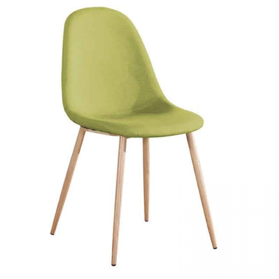 CELINA Καρέκλα Μέταλλο Βαφή Φυσικό, Ύφασμα Πράσινο 45x54x85cm Woodwell ΕΜ907,3 Καρέκλες