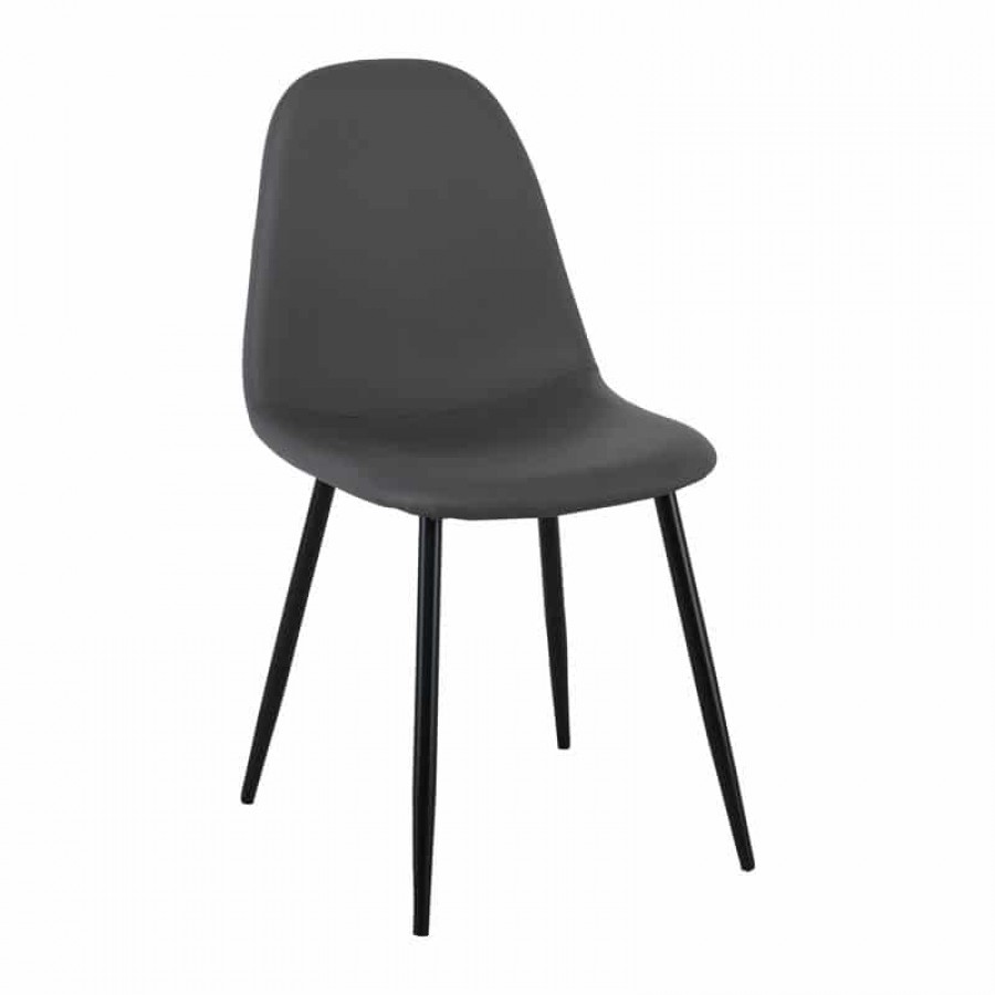 CELINA Καρέκλα Μέταλλο Βαφή Μαύρο, Pvc Γκρι 45x54x85cm Woodwell ΕΜ907,1ΜP Καρέκλες