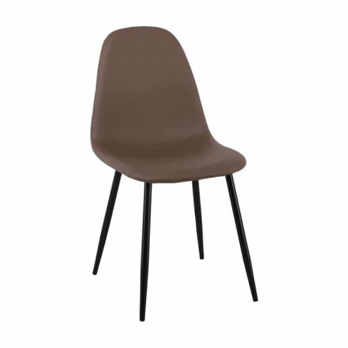 CELINA Καρέκλα Μέταλλο Βαφή Μαύρο, Pvc Καφέ 45x54x85cm Woodwell ΕΜ907,2ΜP