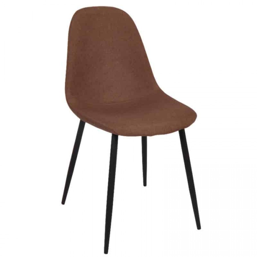 CELINA Καρέκλα Μέταλλο Βαφή Μαύρο, Ύφασμα Καφέ 45x54x85cm Woodwell ΕΜ907,2Μ Καρέκλες
