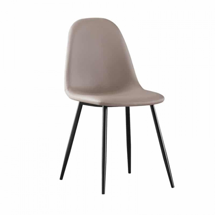 CELINA Καρέκλα Μέταλλο Βαφή Μαύρο, Pvc Cappuccino 45x54x85cm Woodwell ΕΜ907,3ΜP Καρέκλες