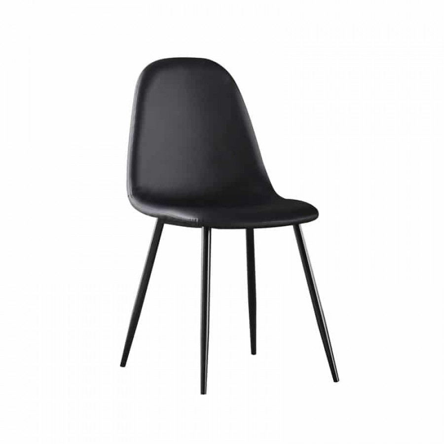  CELINA Καρέκλα Μέταλλο Βαφή Μαύρo, Pvc Μαύρο 45x54x85cm Woodwell ΕΜ907,4ΜP Καρέκλες