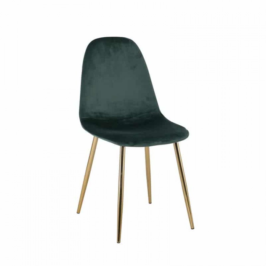 CELINA Καρέκλα Χρώμιο Χρυσό, Velure Πράσινο Velure Πράσινο 45x54x85cm Woodwell ΕΜ907,3GV Καρέκλες