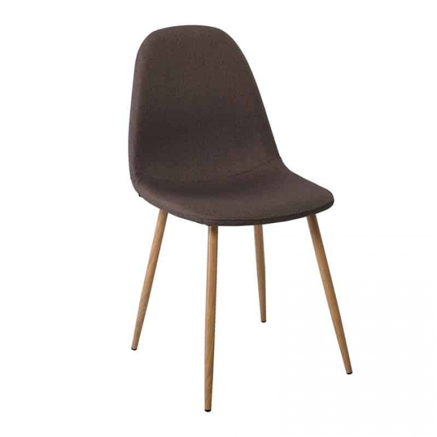 CELINA Καρέκλα Μέταλλο Βαφή Φυσικό, Ύφασμα Καφέ 45x54x85cm Woodwell ΕΜ907,2 Καρέκλες