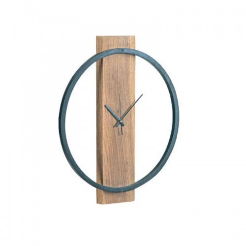 CLOCK-1 Ρολόι Τοίχου Μέταλλο Βαφή Μαύρο, Ξύλο Ακακία Φυσικό Φ45 x 4cm Woodwell ΕΑ7021