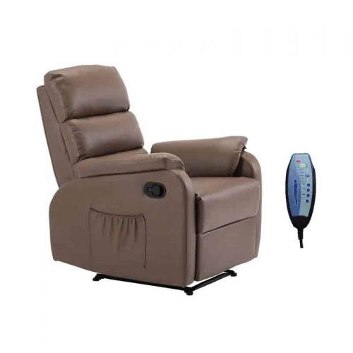 COMFORT Massage Πολυθρόνα Relax, Σαλονιού - Καθιστικού, PU Cappuccino 74x90x98cm Woodwell Ε9733,4